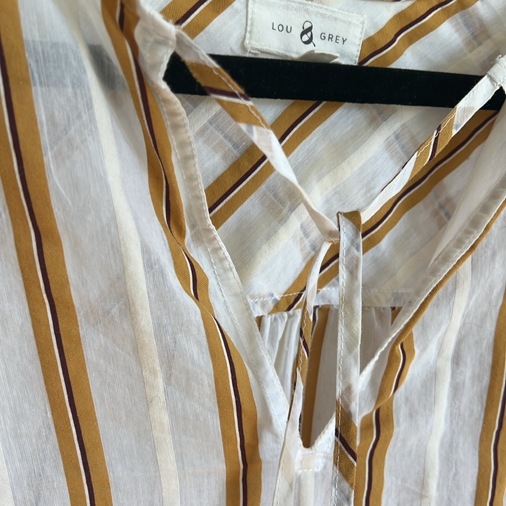 🕶️LOU & GREY Cotton Stripe Popover Blouse Lightweight Summer Loose Fit L - Picture 4 of 7